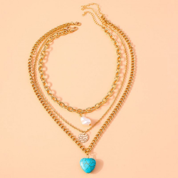 Трехъярусная цепочка с цветной эмалью и подвеской-сердцем CJL75796