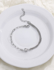 Двойной серебристый браслет с подвеской-звездой R86939