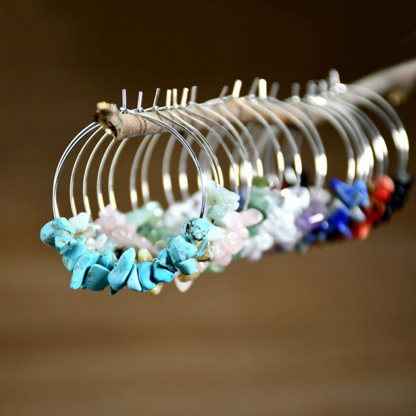 Большие серьги-конго с россыпью прозрачных кристаллов M90737