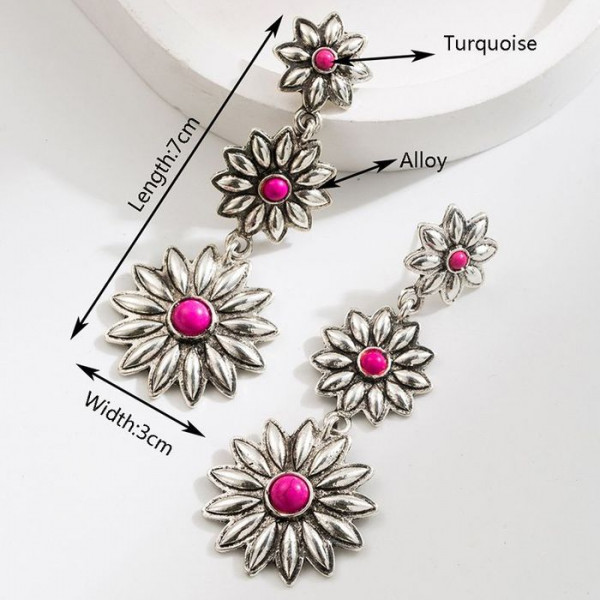 Длинные серьги пусеты из каскада винтажных металлических цветов CJH25213