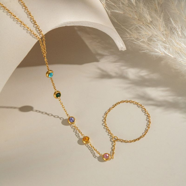 Браслет-слейв изящный с цветными кристаллами CJN49617