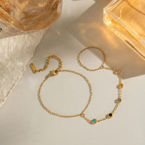 Браслет-слейв изящный с цветными кристаллами CJN49617