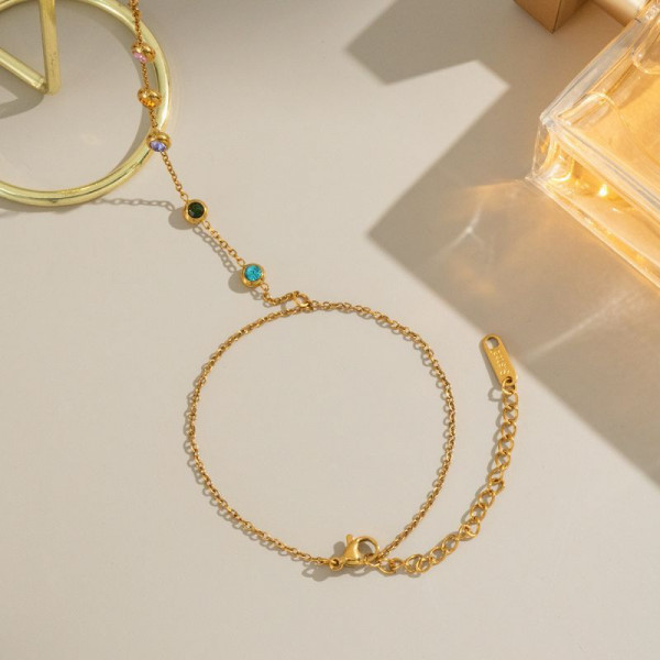 Браслет-слейв изящный с цветными кристаллами CJN49617