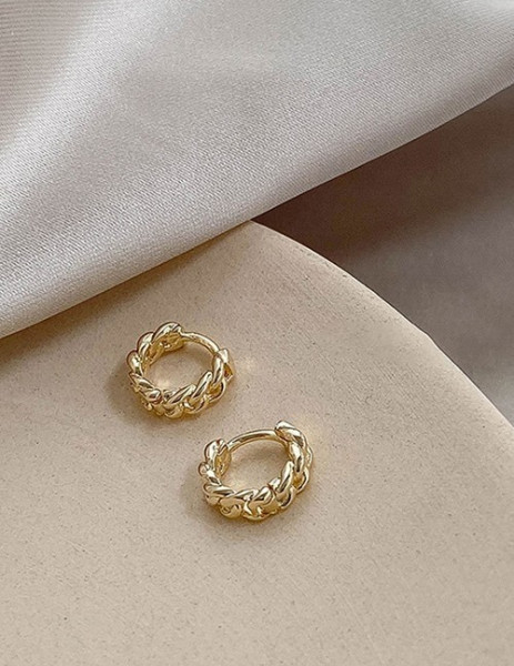 Витые золотистые серьги-кольца конго в стиле плетения L12239MSK