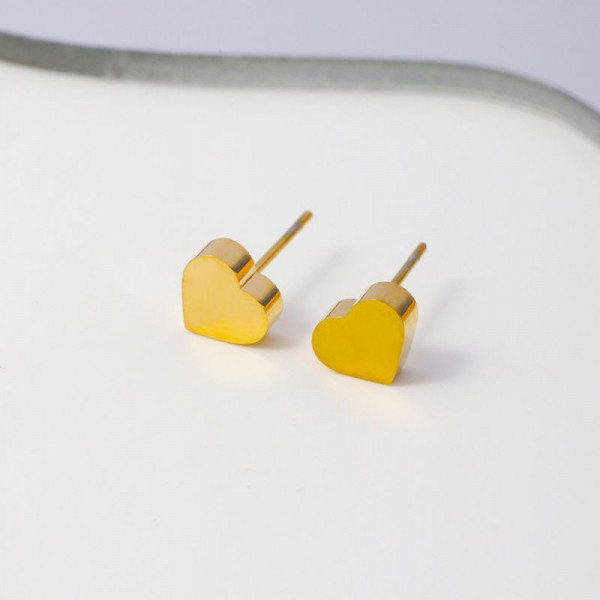 Серьги-пусеты Сердца минималистичные золотистые CJL32434