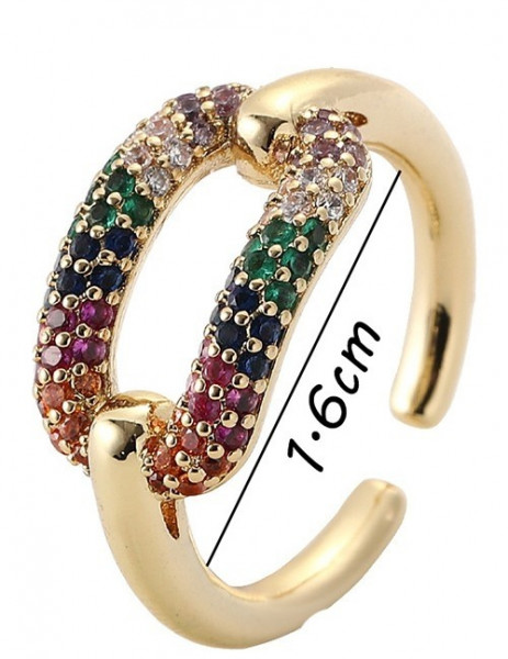 Разомкнутое кольцо с геометрическими элементами и кристаллами U81987