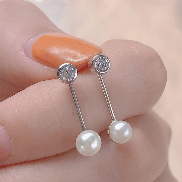 Серьги гвоздики ювелирный сплав с жемчугом 1J12101CJJ