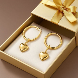 Серьги-кольца с подвесками-сердцами CJQ28968