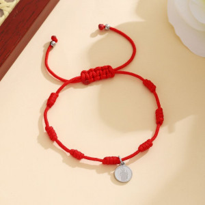 Браслет нить с перламутровой подвеской-диском CJR50637