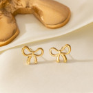Золотистые серьги-пусеты Контурные банты CJH15821