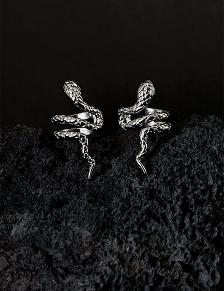 Серьги-пусеты «Змеи» в серебре L96955