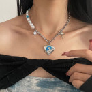 Колье из жемчуга и цепи с крупным сердцем CJH78249