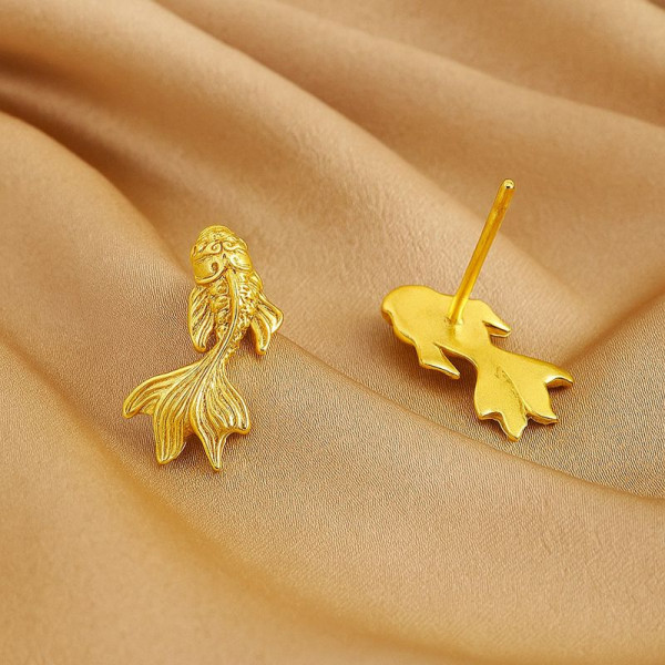 Серьги рыбки медь напыление золотом 1J12341CJJ