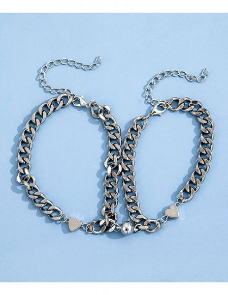 Парные браслеты стальная нежность с магнитным сердцем G82560