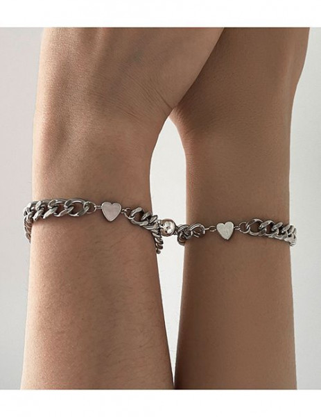 Парные браслеты стальная нежность с магнитным сердцем G82560