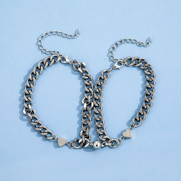 Парные браслеты стальная нежность с магнитным сердцем G82560