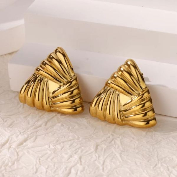 Серьги-пусеты разомкнутые «Дутые треугольники» CJL47138