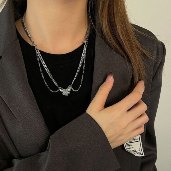 Трехслойное колье с подвеской в форме сердца CJH67754