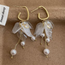 Серьги-подвески с воздушными цветами и жемчугом CJL81026