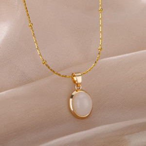 Золотистая цепочка с жемчужным диском CJL76463