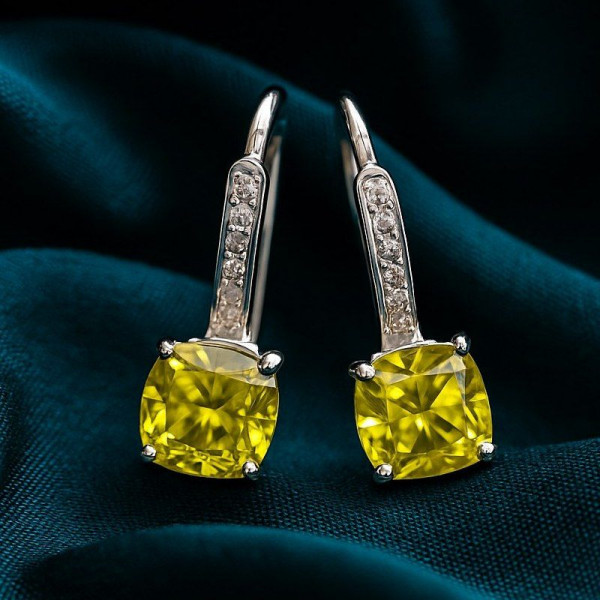 Серьги циркон жёлтый камень 1J12279CJJ 