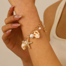 Браслет цепочка с морскими подвесками и жемчугом CJL92287