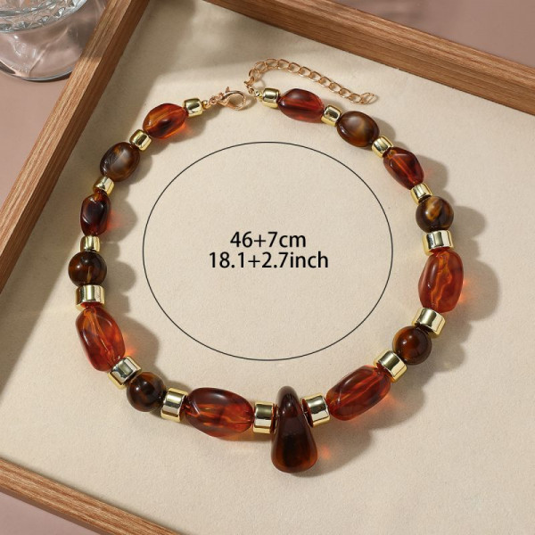 Контрастные бусы из коричневого и черного камня CJR56884