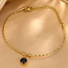 Браслет-цепочка с круглым черным медальоном CJT26541