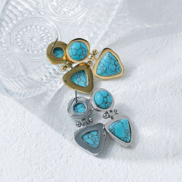 Серьги Висячие Этнические с бирюзой CJP78172