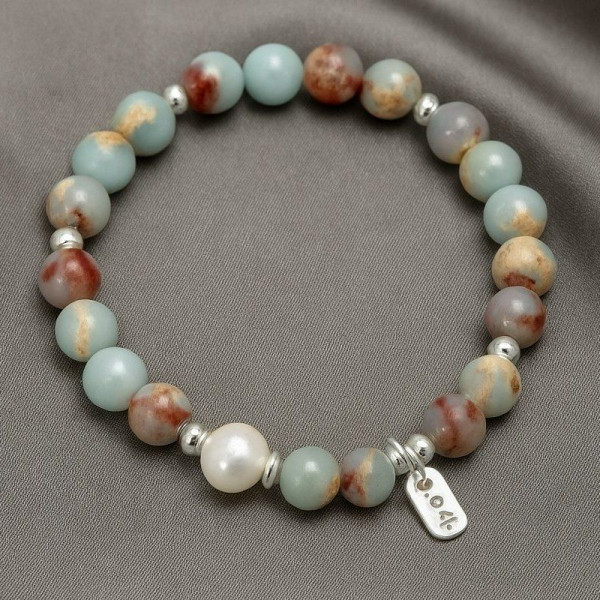 Браслет из декоративных камней с жемчужной вставкой 1J12175CJJ