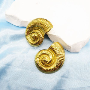 Серьги-пусеты Ракушки спиральные объемные CJL35890
