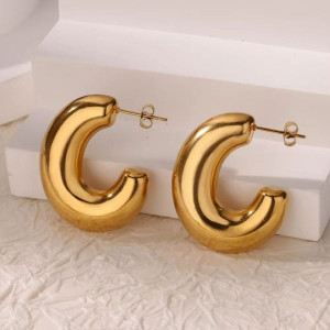 Серьги-полукольца объемные глянцевые CJL47139