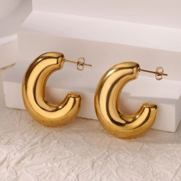 Серьги-полукольца объемные глянцевые CJL47139