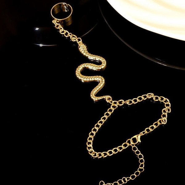 Браслет слейв золотая рептилия в крупном плетении CJH35035