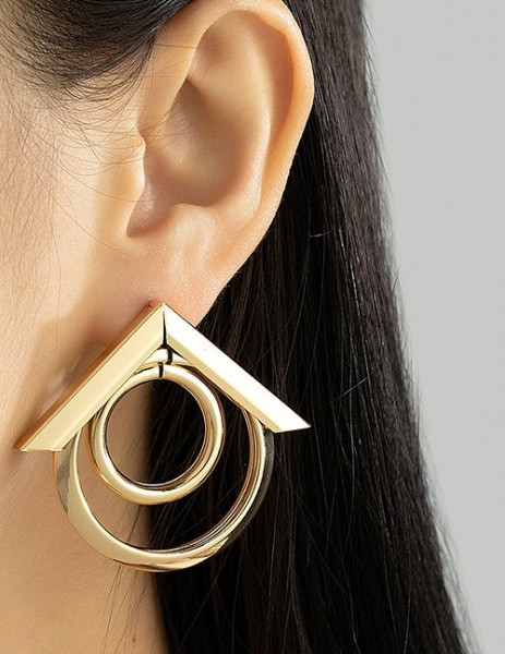 Оригинальные серьги-пусеты геометрические кольца Z61675