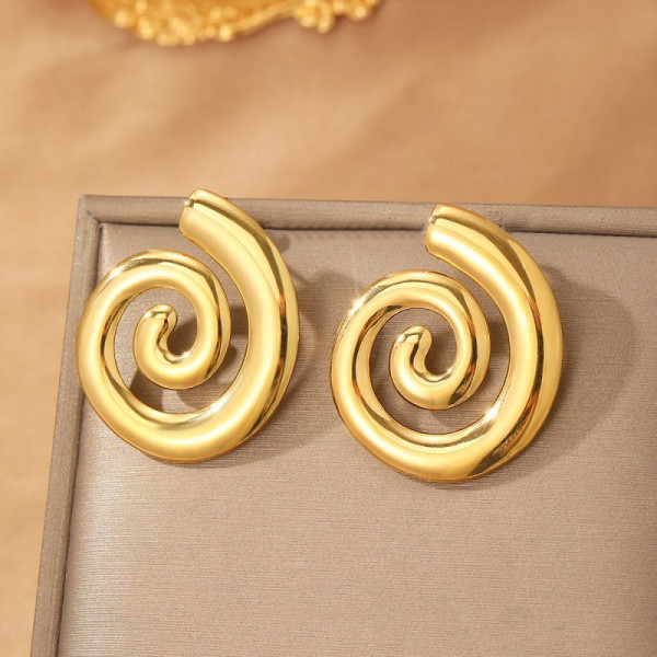 Серьги-пусеты Спирали плоские зеркальные CJL77554