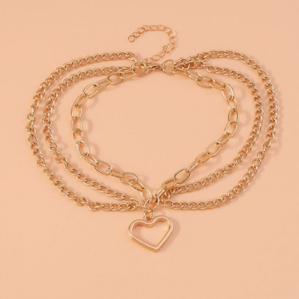 Браслет на ногу многослойный с сердцем CJG56633