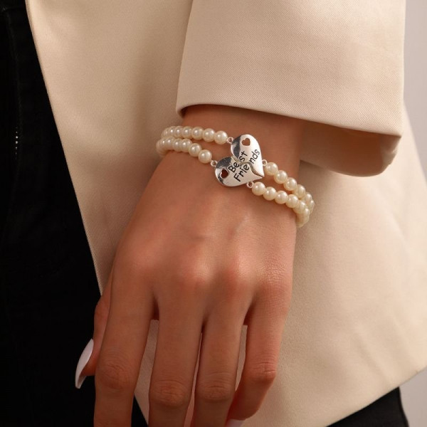 Комплект из 2 браслетов из жемчуга с сердцем CJE07857