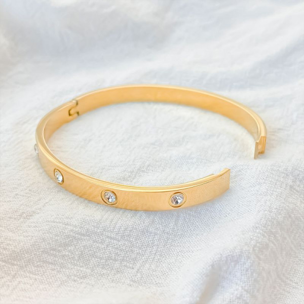 Браслет жесткий с римскими цифрами и кристаллами CJN81725