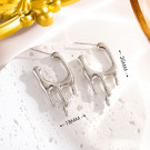 Серебристые серьги-кольца Жидкий металл CJJ08052