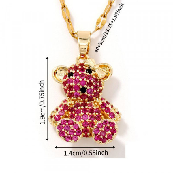 Золотистая Цепочка с кулоном в форме медвежонка CJH97629