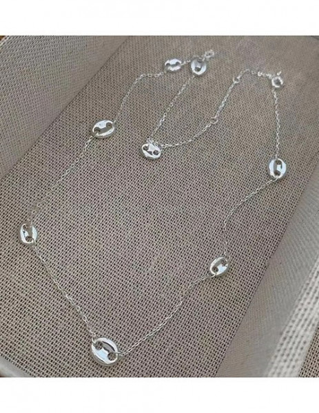 Серебристое Колье с декоративными кольцами L80481