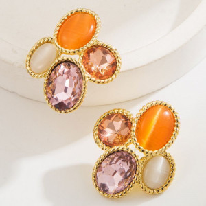 Нарядные серьги-пусеты с яркими камнями CJN81505