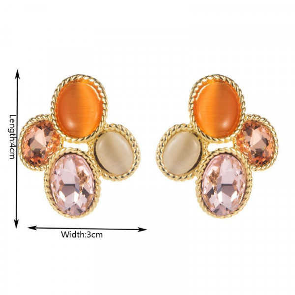 Нарядные серьги-пусеты с яркими камнями CJN81505