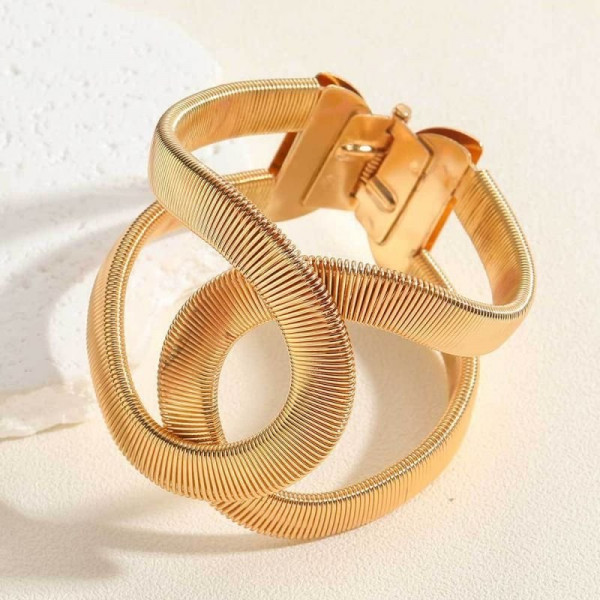 Браслет жесткий фантазийной формы с переплетением CJC58243