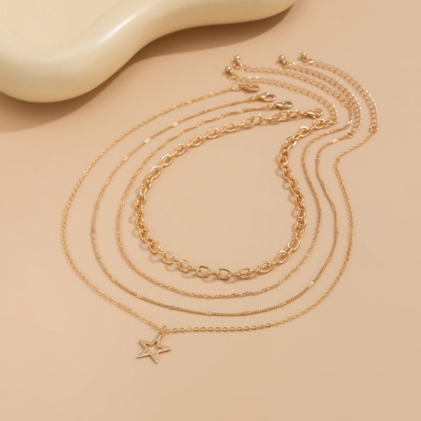 Многослойная цепочка с подвеской в форме звезды CJH44419