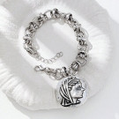 Браслет цепочка серебристого цвета с крупным звеном CJT19619