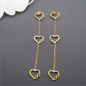 Серьги-цепочки с каскадом сердец 1J10361(CJJ)