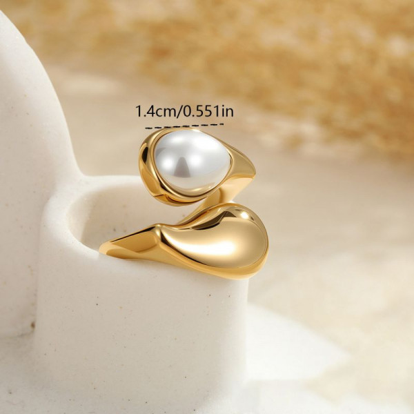 Разомкнутое кольцо с крупной жемчужиной и перламутром CJR63439