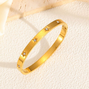 Браслет жесткий с инкрустацией сияющими камнями CJL19745